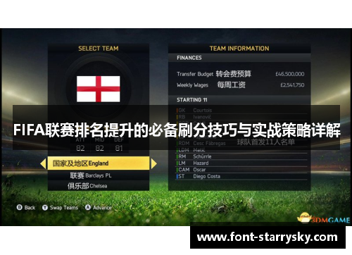 FIFA联赛排名提升的必备刷分技巧与实战策略详解